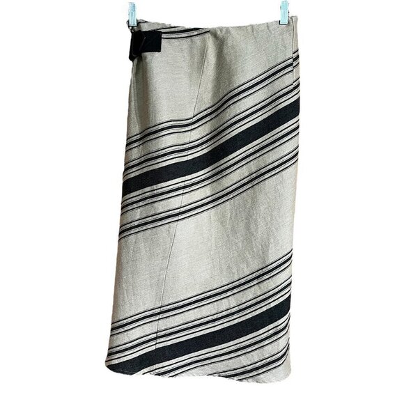 Rare VTG Ralph Lauren Blanket Wrap Midi Skirt Asymmetrical Linen Belt Detail - Picture 8 of 11